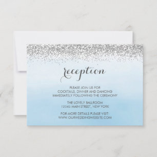 Silber- und Blue-Wedding-Empfangskarte RSVP Karte