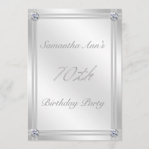 Silber und Diamant-Effekt-70. Geburtstags-Party Einladung