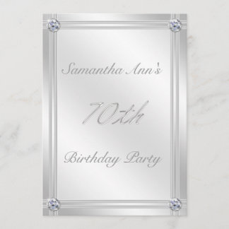 Silber und Diamant-Effekt-70. Geburtstags-Party Einladung