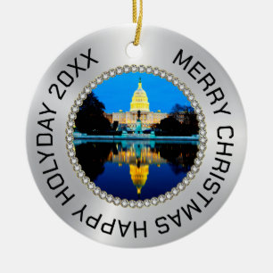 Silber und Diamanten Foto Rahmen US-Hauptstadt Keramik Ornament