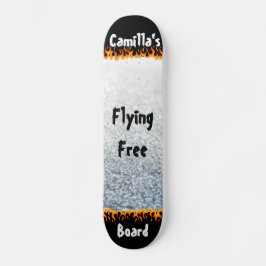 Silber und Flammen Einmaliger Personalisierter Nam Skateboard