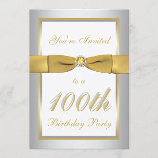 Silber-und Gold100. Geburtstags-Einladung Einladung