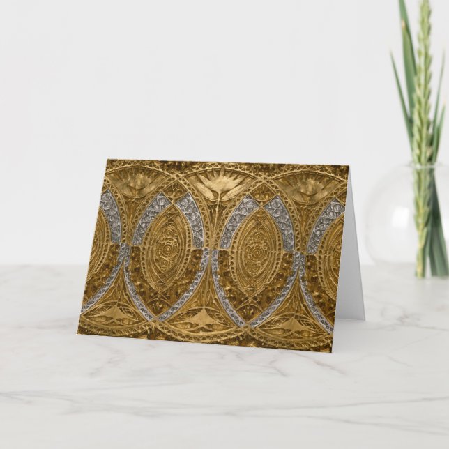 Silber- und Gold-Art-Deco-Muster Dankeskarte (Vorderseite)