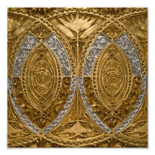 Silber- und Gold-Art-Deco-Muster Fotodruck