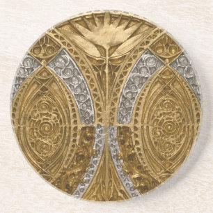 Silber- und Gold-Art-Deco-Muster Getränkeuntersetzer