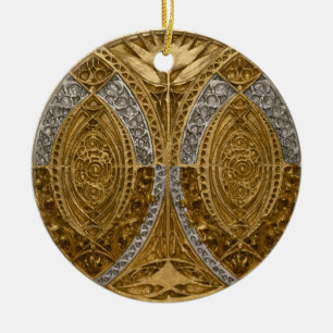 Silber- und Gold-Art-Deco-Muster Keramik Ornament