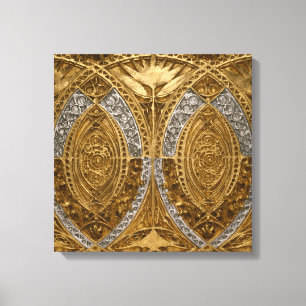 Silber- und Gold-Art-Deco-Muster Leinwanddruck