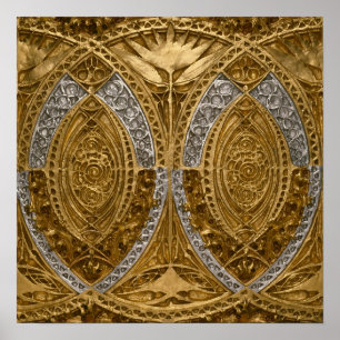 Silber- und Gold-Art-Deco-Muster Poster
