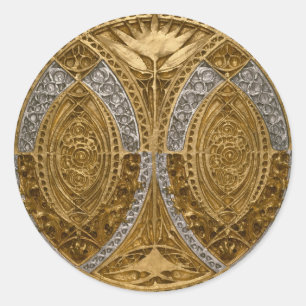 Silber- und Gold-Art-Deco-Muster Runder Aufkleber