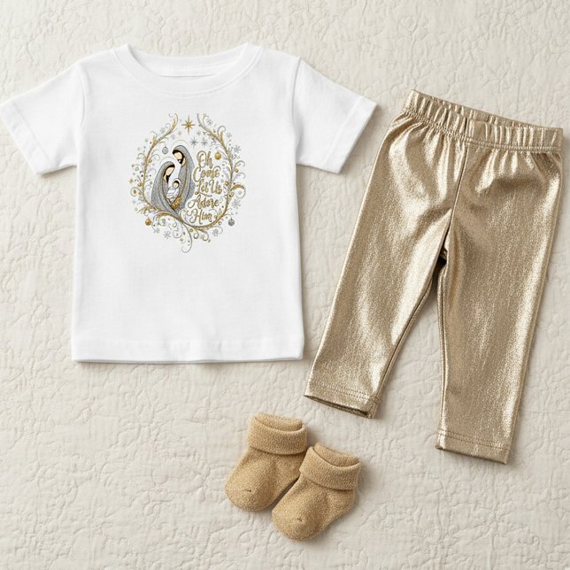 Silber- und Gold-Christi-Geburt Weihnachten Baby T-shirt (Von Creator hochgeladen)