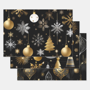 Silber- und Gold-Feiertagsdekorationen-Kollektion Geschenkpapier Set