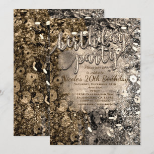 Silber- und Gold-Geburtstagsfeier-Sequins-Einladun Einladung