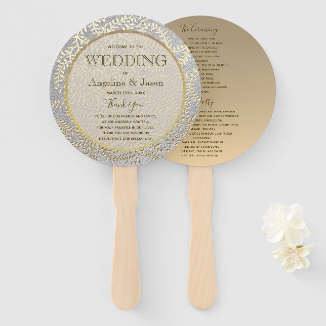 Silber- und Gold-Hochzeitsprogramm Fächer (Vorne und Hinten)