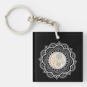 Silber- und Gold-Mandala Schlüsselanhänger