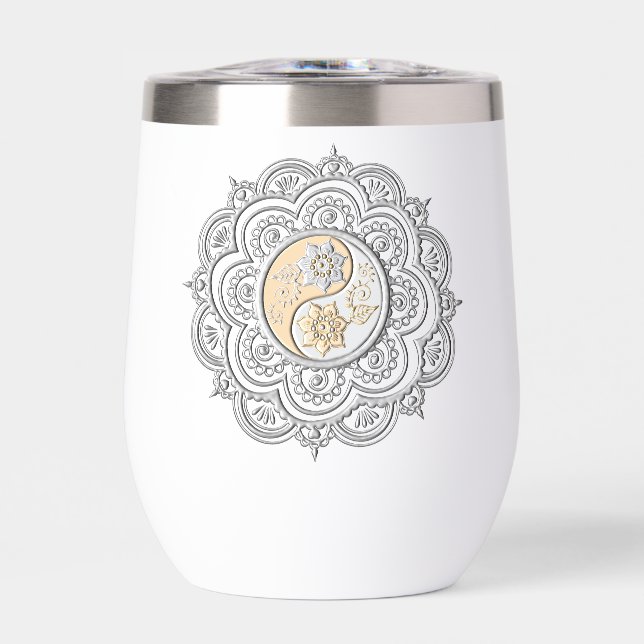 Silber- und Gold-Mandala-Wasserflasche (Vorderseite)