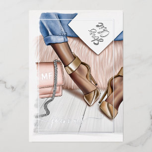 Silber und Gold Monogram Chic Bachelorette Folieneinladung