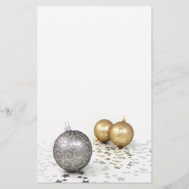 Silber- und Gold-Ornamente und -Sterne Briefpapier (Vorderseite)