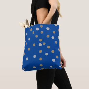 Silber und Gold Polka Punkte auf blau