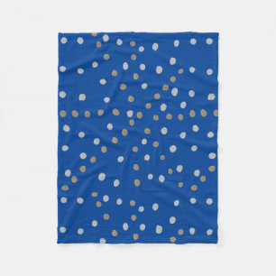 Silber und Gold Polka Punkte auf blau Fleecedecke