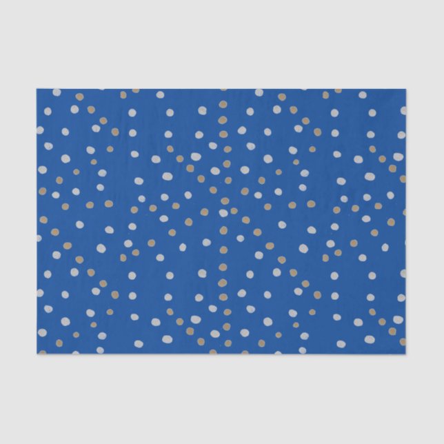 Silber und Gold Polka Punkte auf blau Seidenpapier (Vorderseite)