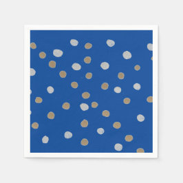 Silber und Gold Polka Punkte auf blau Serviette