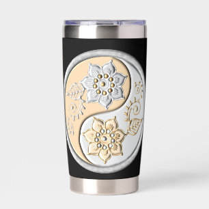 Silber- und Gold-Yin-Yang-Wasserflasche Thermobecher