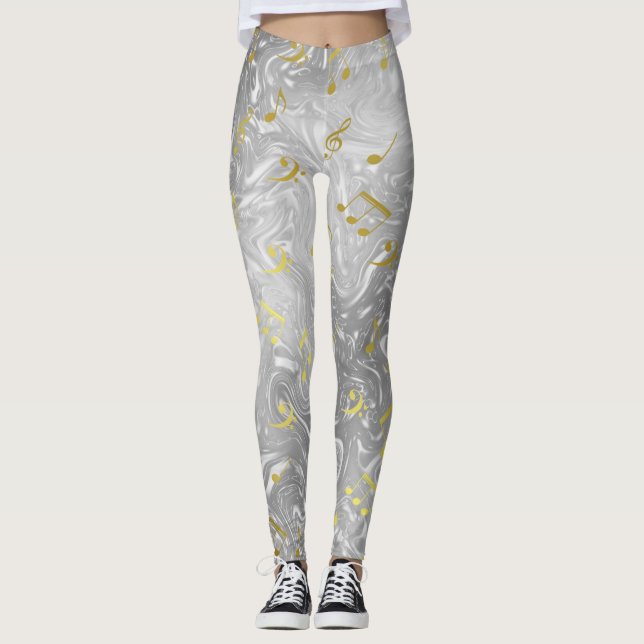 silber- und goldfarbene Leggings (Vorderseite)