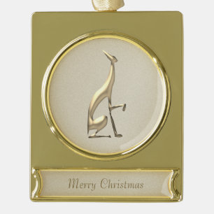 Silber-und Goldfolien-Windhund-Hundeelegantes Banner-Ornament Gold