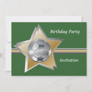 Silber- und Goldfußballstar-Leinen Geburtstagspart Einladung