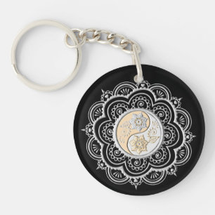Silber- und Goldmandala Schlüsselanhänger