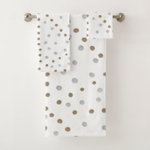 Silber-und Goldpolka-Punkt-Bad-Tuch-Set Badhandtuch Set