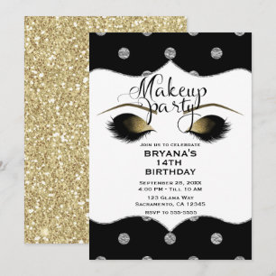 Silber- und Goldpunkte-Make-up-Wimpern-Schönheitsp Einladung