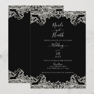 Silber- und Goldspitze Elegante Hochzeit Einladung