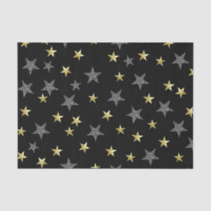 Silber- und Goldsterne Schwarze Hollywood-Star-Par Seidenpapier
