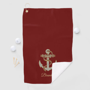Silber und Goldton nautischer Bootsanker Fleece b Golfhandtuch