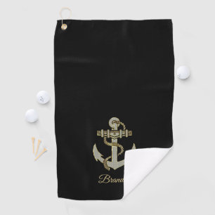 Silber und Goldton nautischer Bootsanker Fleece b Golfhandtuch