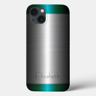 Silber und grünes Edelstahlmetall Case-Mate iPhone Hülle