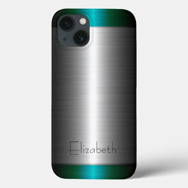 Silber und grünes Edelstahlmetall Case-Mate iPhone Hülle (Rückseite)