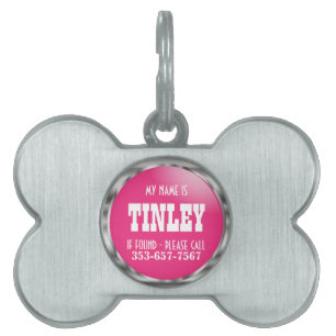 Silber und Hübsch rosa DIY Name Tiermarke