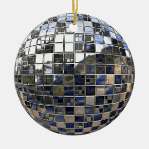 Silber und irgendein blauer Disco-Ball spiegeln Keramikornament