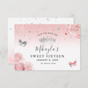 Silber und leicht Rosa Rosen Elegant Save The Date