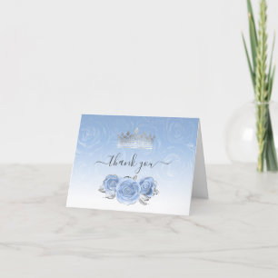 Silber und Light Baby Blue Rose Wasserfarbe gefloc Dankeskarte