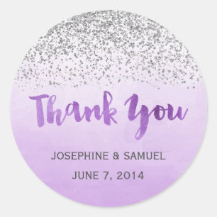 Silber- und Lila Aquarellfarben-Rundkleber Runder Aufkleber