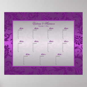 Silber und Lila Damast II Tischplatine Poster