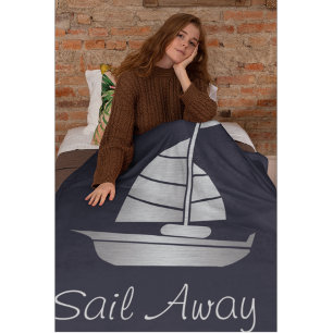 Silber-und Marine-Segel-wegFleece-Segelboot-Decke Fleecedecke