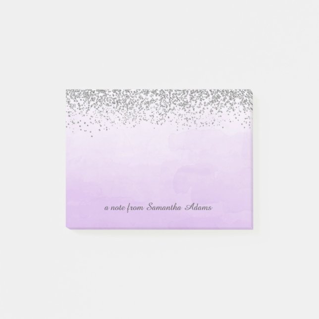 Silber und Ombre lila Anmerkungen Post-it Klebezettel (Vorderseite)
