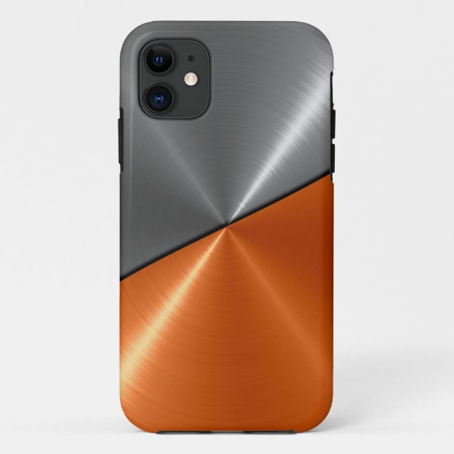 Silber und Orange Edelstahl Metall 2 Case-Mate iPhone Hülle (Rückseite)
