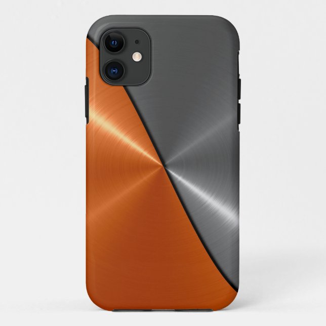 Silber und Orange Edelstahlmetall 3 Case-Mate iPhone Hülle (Rückseite)