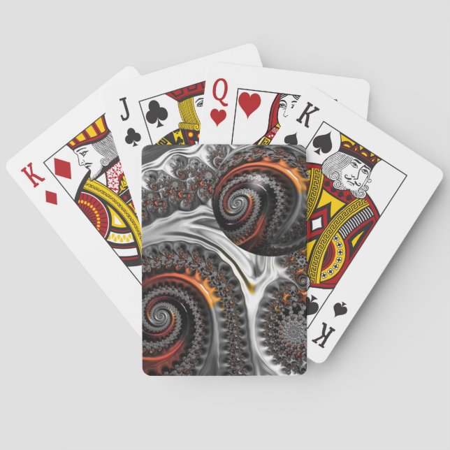 Silber und Orange Mandelbrot mit Sphere Spielkarten (Rückseite)