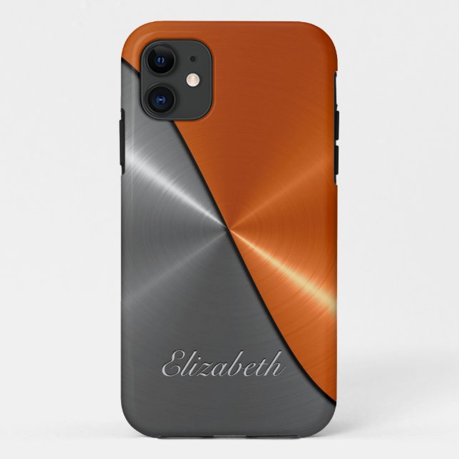 Silber und Orange Shiny Edelstahl Case-Mate iPhone Hülle (Rückseite)